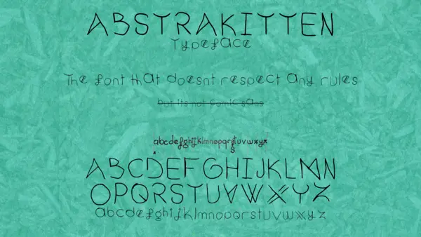 A specimen of the font, showing the alphabet